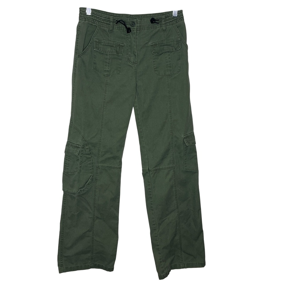 Brandy Melville Olive Green‎ Cargo Pants Drawstring Waist Pockets Casual